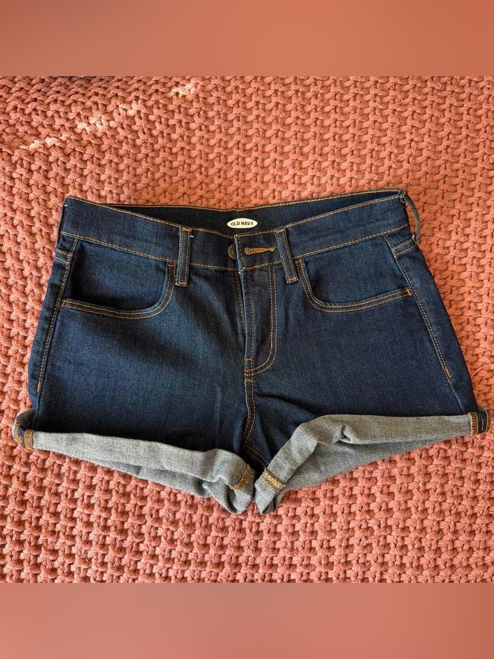 Old Navy Dark Blue Cuffed Denim Shorts